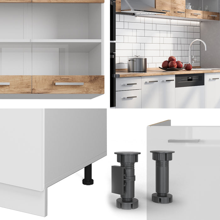 Vicco Cucina componibile Quercia dorata/bianco 300 cm mobili bicolore, PT Rovere