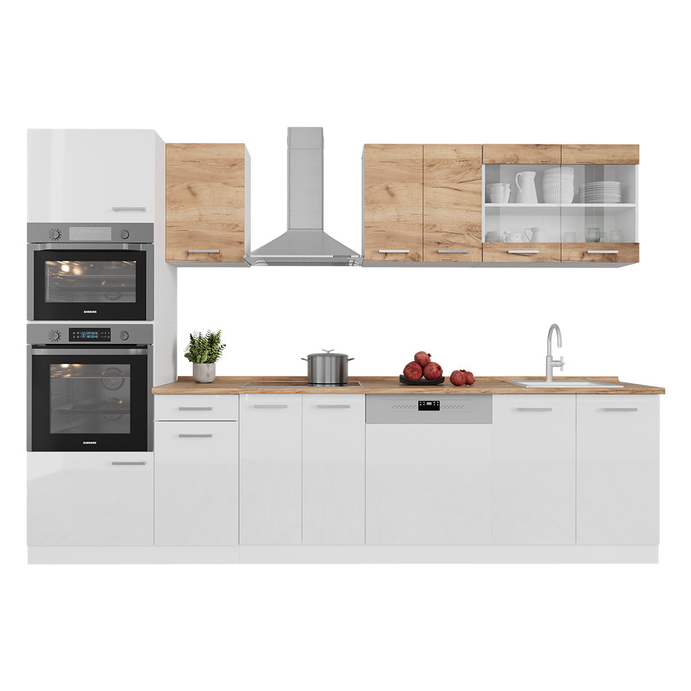 Vicco Cucina componibile Quercia dorata/bianco 300 cm mobili bicolore, PT Rovere