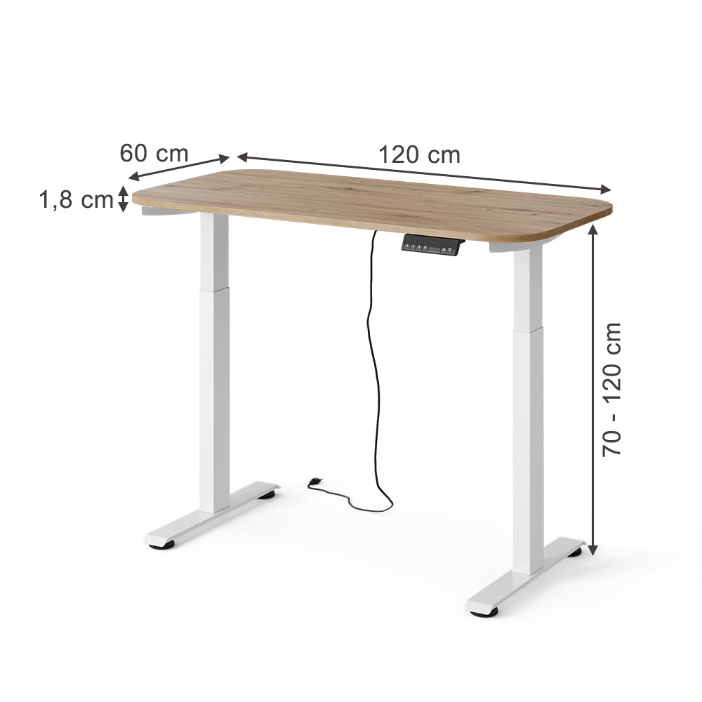 Vicco Scrivania Bianco/Artisan 120 x 60 cm 2 motori