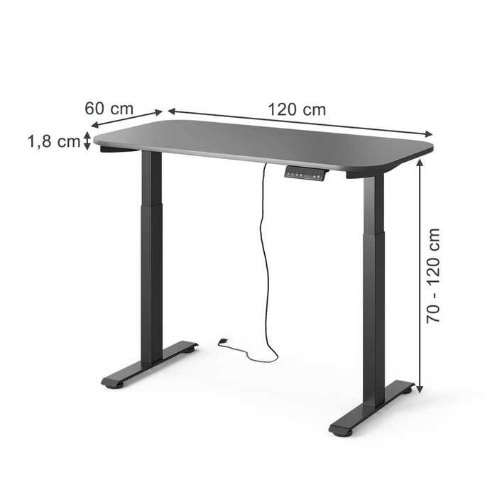Vicco Scrivania Nero/Antracite 120 x 60 cm 2 motori