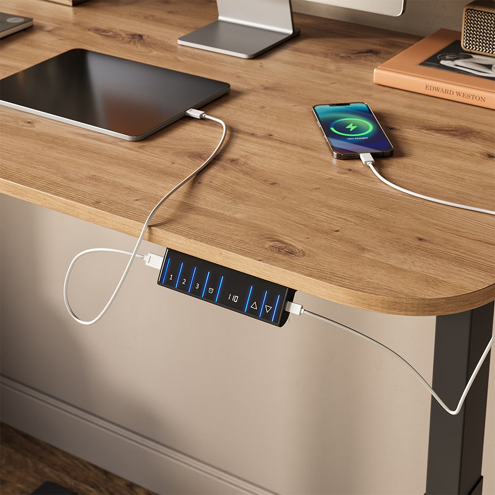 Vicco Scrivania Nero/Artigianale 120 x 60 cm 2 motori