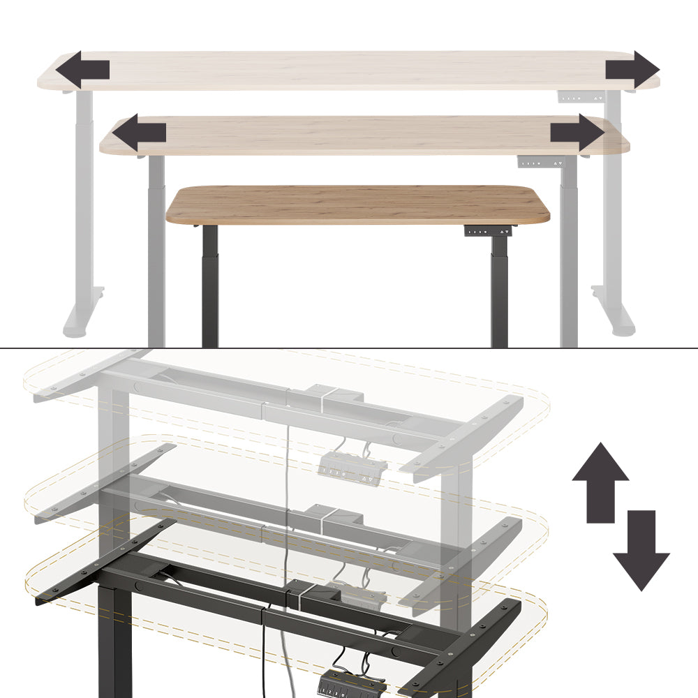 Vicco Scrivania Nero/Artigianale 120 x 60 cm 2 motori