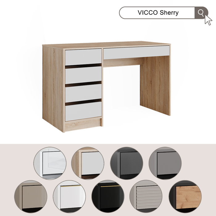 Vicco Scrivania Antracite/quercia dorata 55 x 120 cm con cassetti