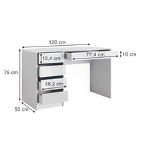 Vicco Scrivania Bianco 55 x 120 cm con cassetti