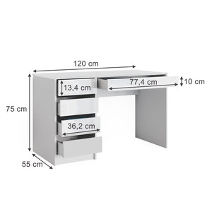Vicco Scrivania Bianco 55 x 120 cm con cassetti