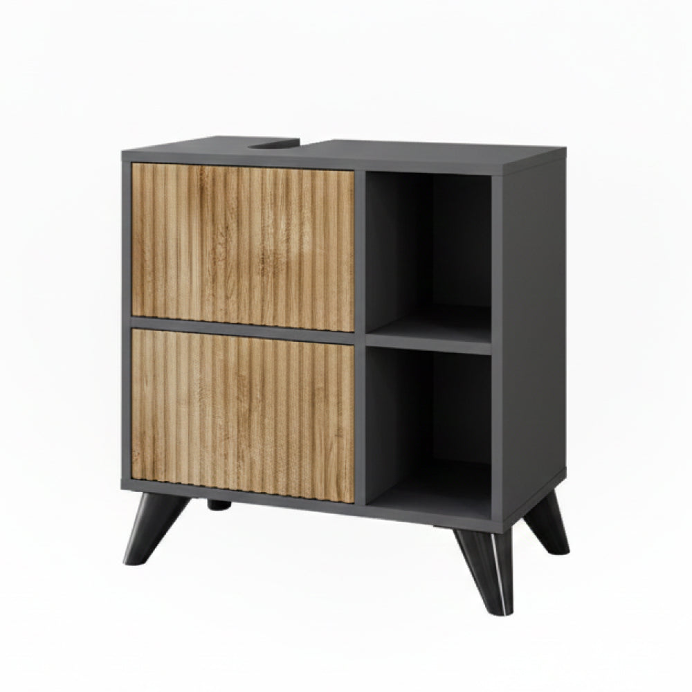 Vicco Mobile sottolavabo per bagno Antracite/quercia di montagna 60 x 62 cm con 2 cassetti
