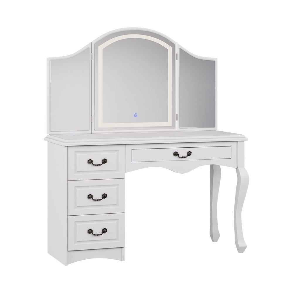 Vicco Tavolo da toeletta Bianco 120 cm con illuminazione LED dimmerabile