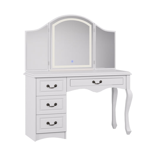 Vicco Tavolo da toeletta Bianco 120 cm con illuminazione LED dimmerabile