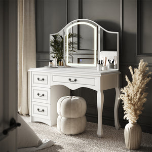 Vicco Tavolo da toeletta Bianco 120 cm con illuminazione LED dimmerabile