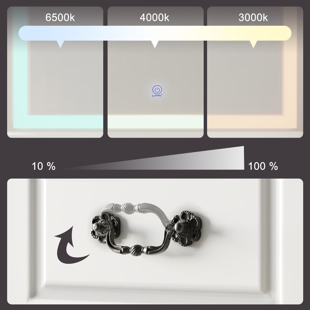 Vicco Tavolo da toeletta Bianco 120 cm con illuminazione LED dimmerabile