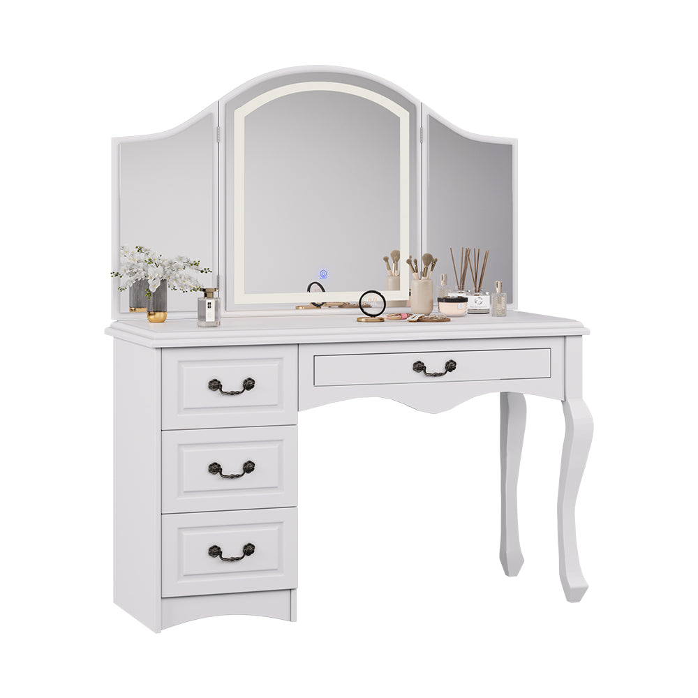 Vicco Tavolo da toeletta Bianco 120 cm con illuminazione LED dimmerabile