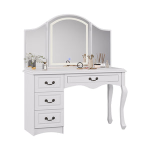 Vicco Tavolo da toeletta Bianco 120 cm con illuminazione LED dimmerabile