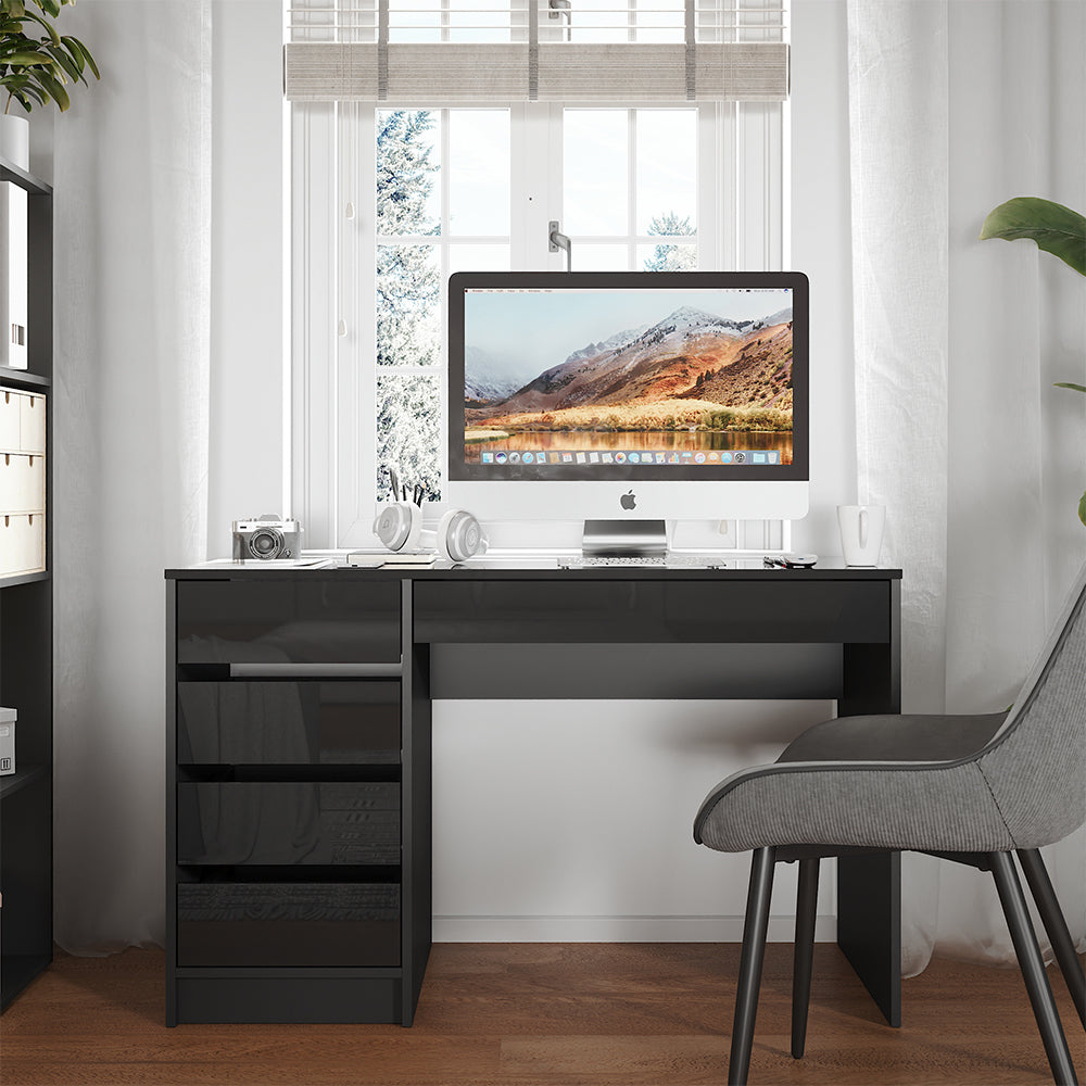 Vicco Scrivania Antracite lucido 55 x 120 cm con cassetti