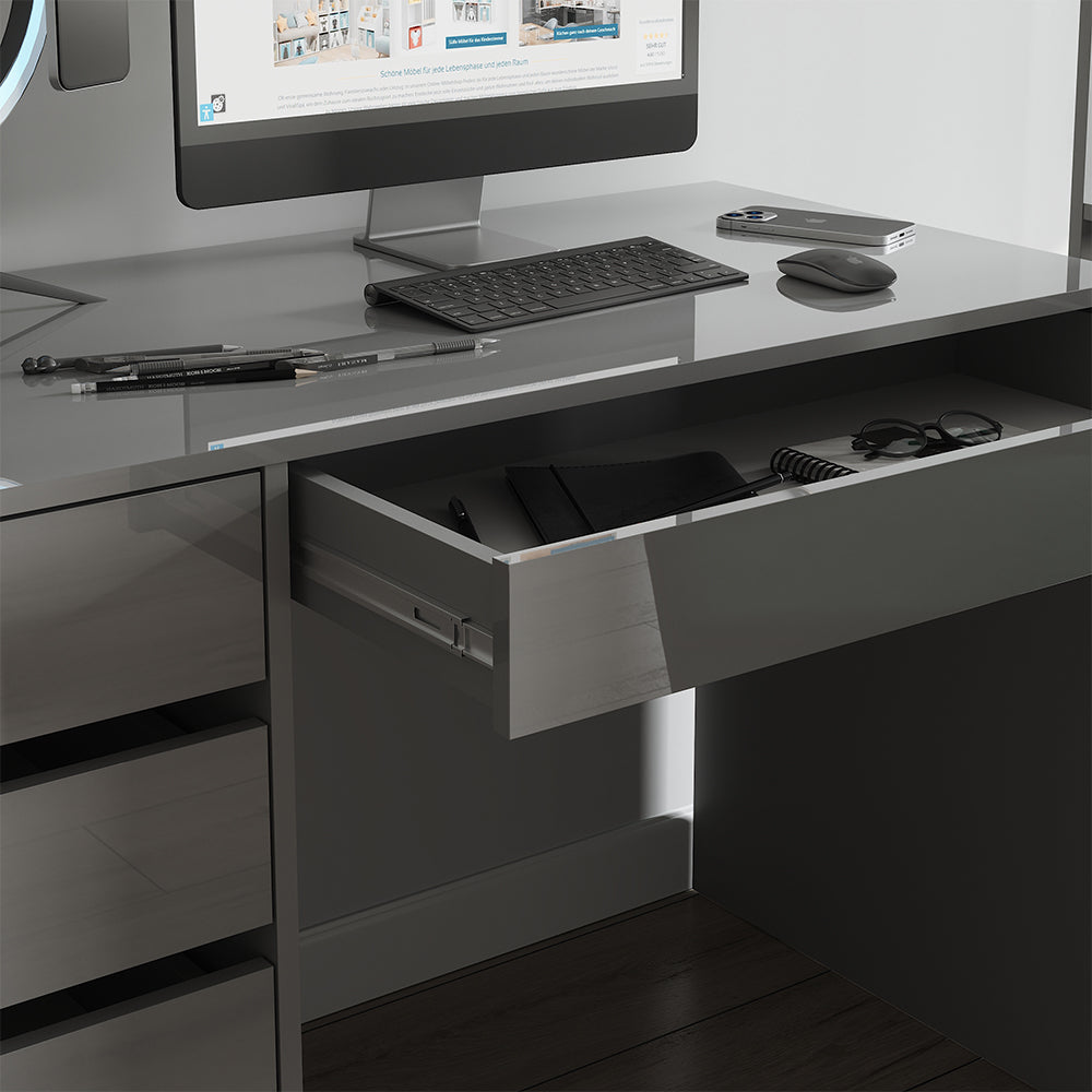 Vicco Scrivania Grigio lucido 55 x 120 cm con cassetti