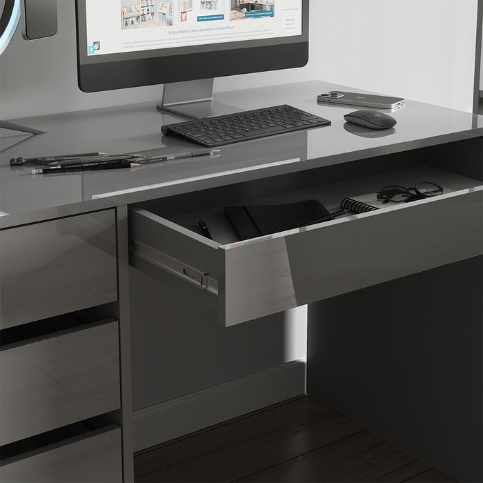 Vicco Scrivania Grigio lucido 55 x 120 cm con cassetti