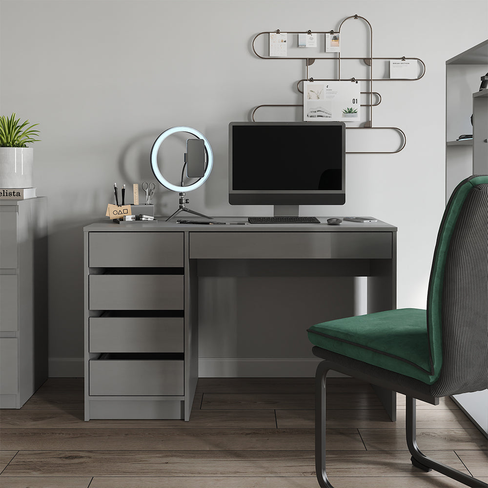 Vicco Scrivania Grigio lucido 55 x 120 cm con cassetti