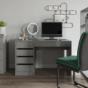 Vicco Scrivania Grigio lucido 55 x 120 cm con cassetti