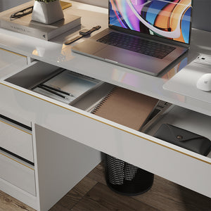 Vicco Scrivania Bianco lucido 55 x 120 cm con cassetti