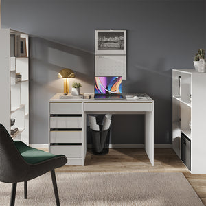 Vicco Scrivania Bianco lucido 55 x 120 cm con cassetti