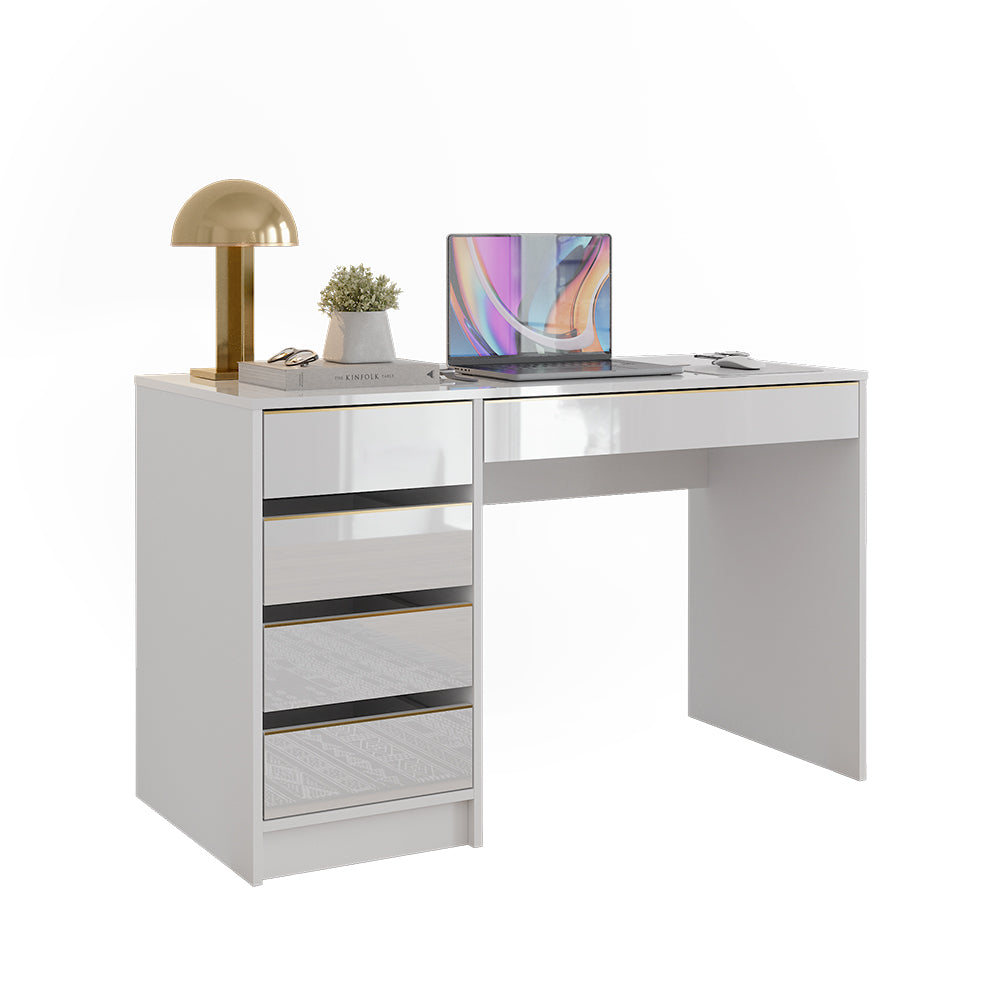 Vicco Scrivania Bianco lucido 55 x 120 cm con cassetti