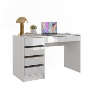 Vicco Scrivania Bianco lucido 55 x 120 cm con cassetti