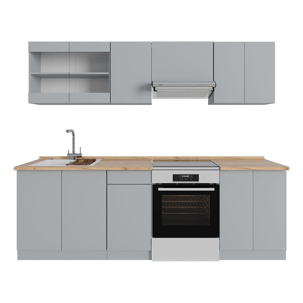 Vicco Mobile da cucina Grigio 240 cm , PL Rovere