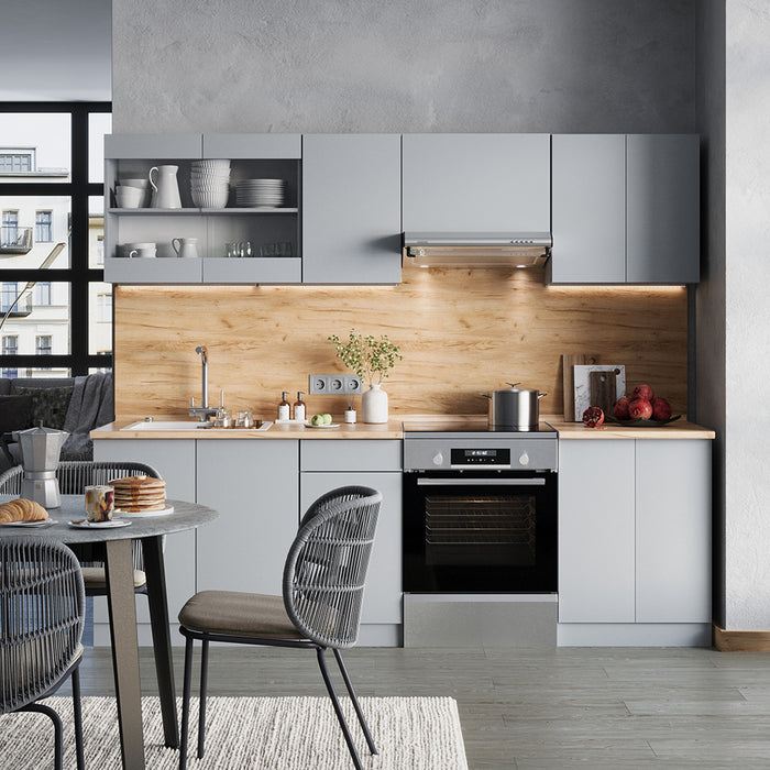 Vicco Mobile da cucina Grigio 240 cm , PL Rovere
