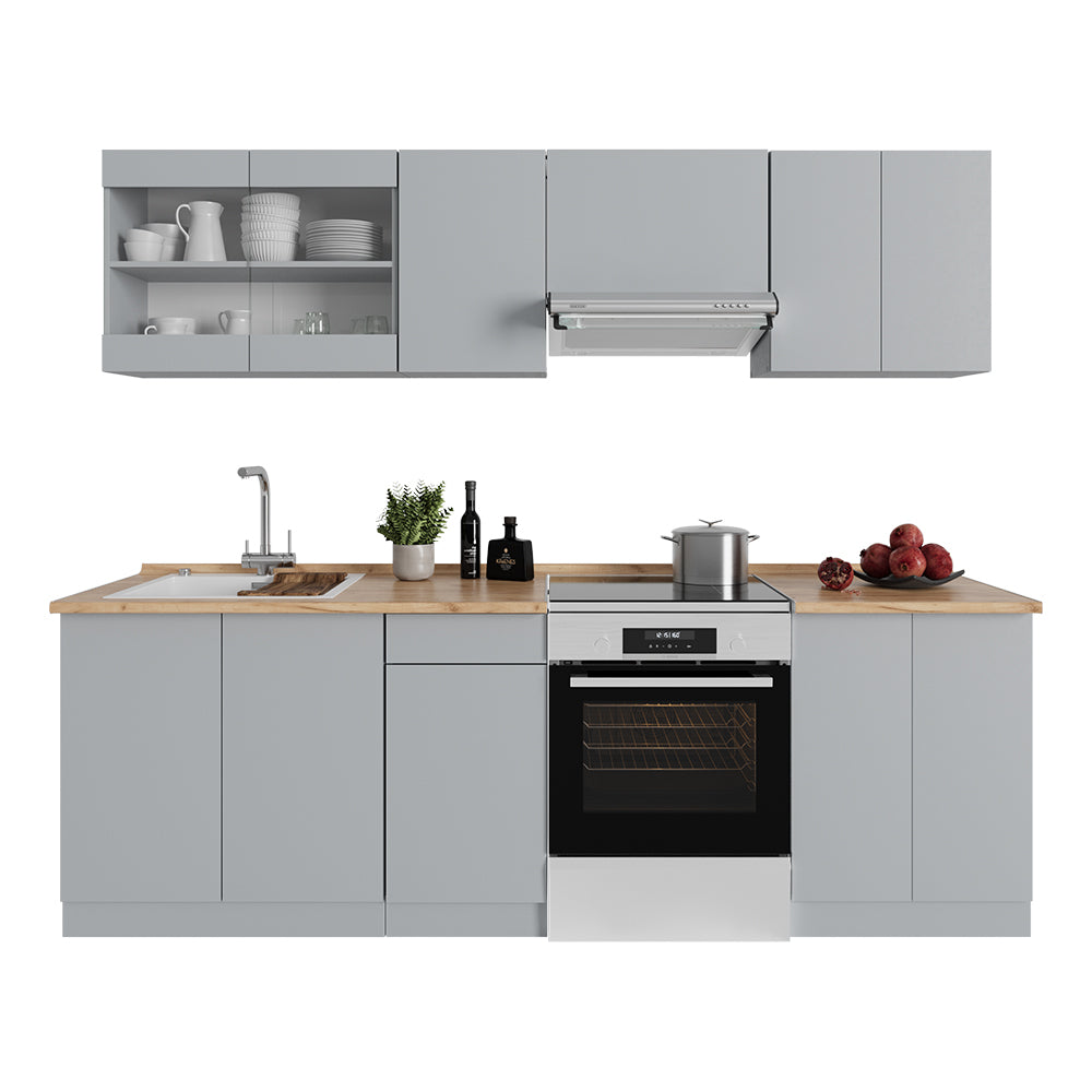 Vicco Mobile da cucina Grigio 240 cm , PL Rovere