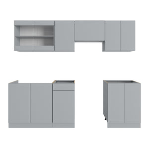 Vicco Mobile da cucina Grigio 240 cm , PL Rovere