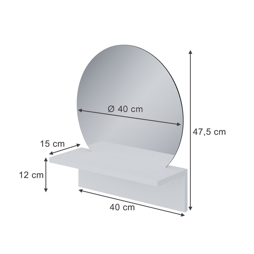 Vicco Specchio bagno Bianco 40 x 47.5 cm con ripiano