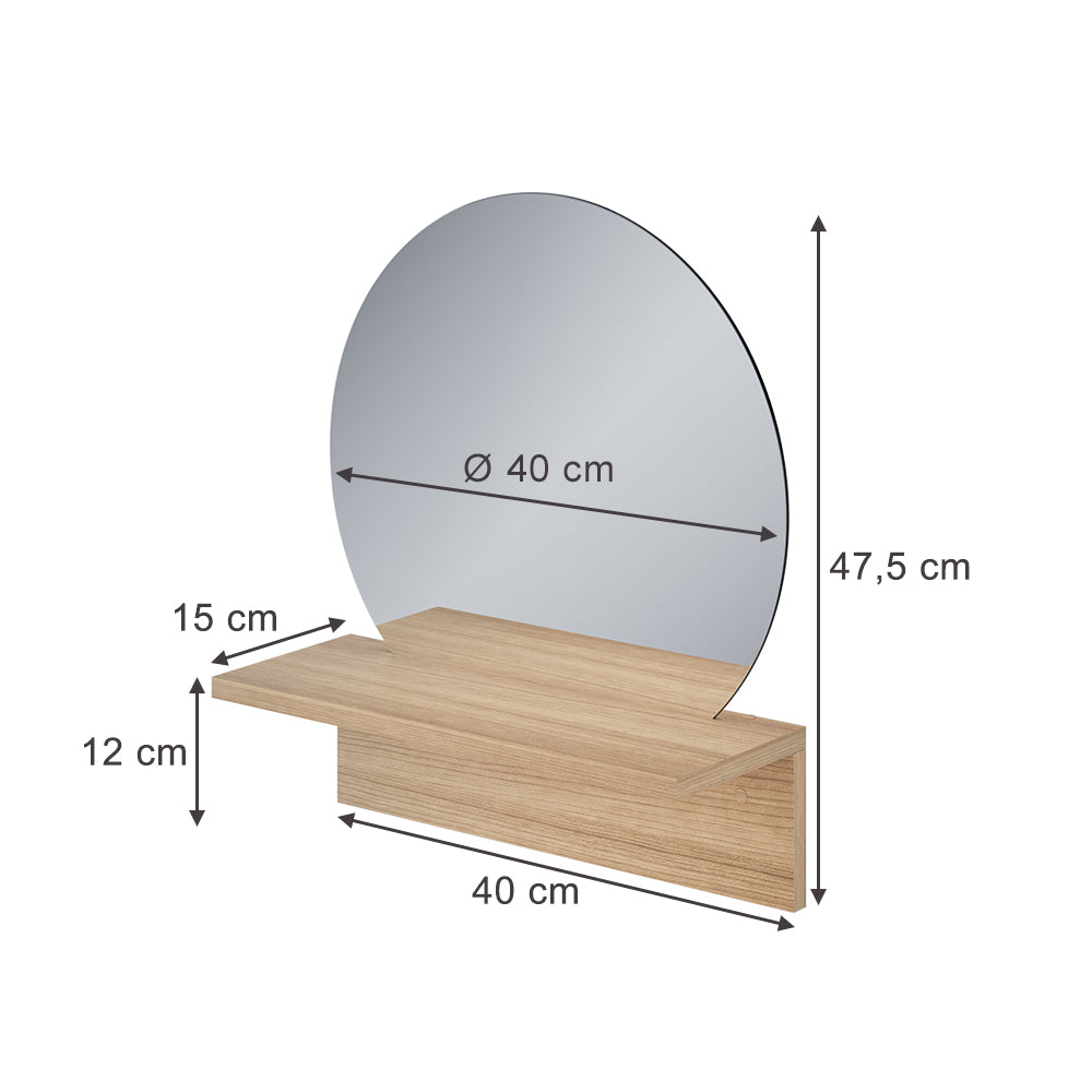 Vicco Specchio bagno Quercia dorata 40 x 47.5 cm con ripiano