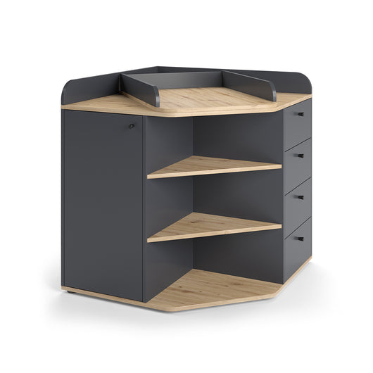 Vicco Fasciatoio Antracite/Artisan 85 x 90 cm con ripiani e 4 cassetti