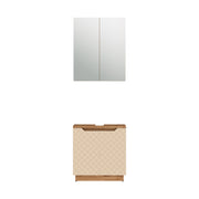 Vicco Set di mobili da bagno Rovere/cashmere con struttura in piastrelle 2 parti