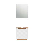 Vicco Set di mobili da bagno Rovere/bianco con struttura in piastrelle 2 parti