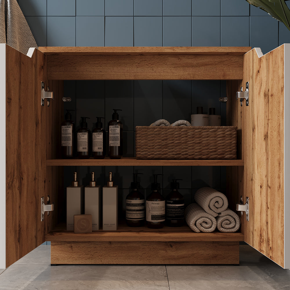 Vicco Set di mobili da bagno Rovere/bianco a strisce 2 parti
