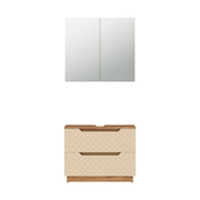 Vicco Set di mobili da bagno Rovere/cashmere con struttura in piastrelle 2 parti
