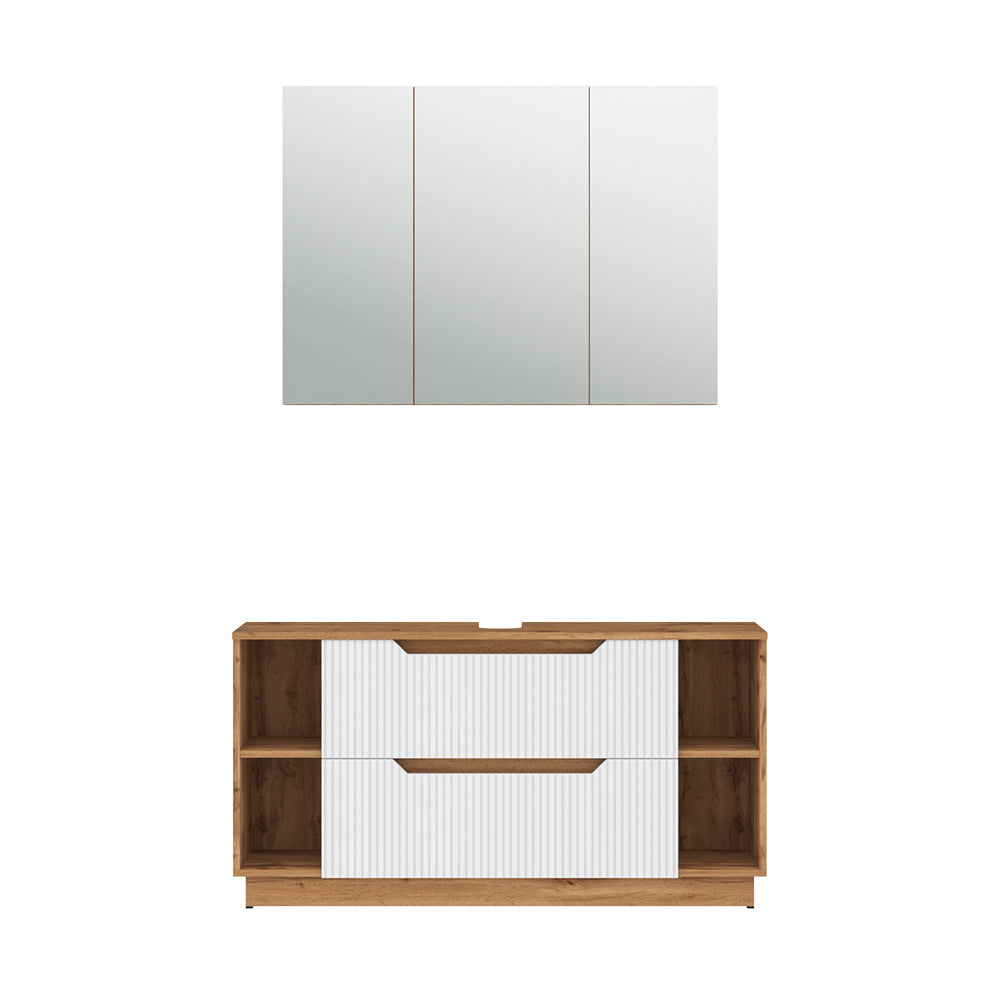 Vicco Set di mobili da bagno Rovere/bianco a strisce 2 parti