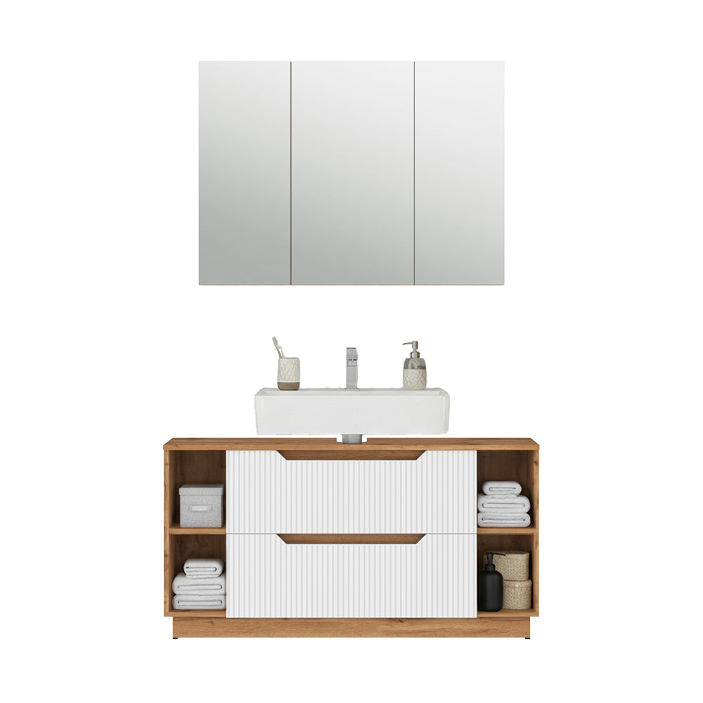 Vicco Set di mobili da bagno Rovere/bianco a strisce 2 parti