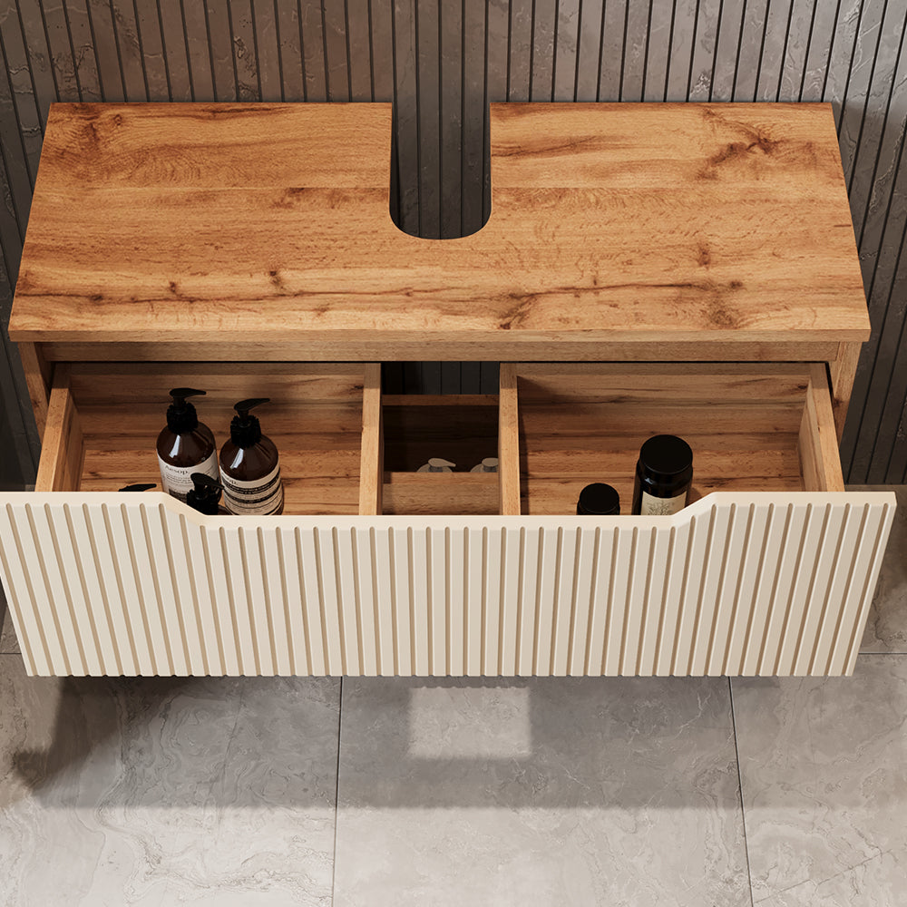 Vicco Set di mobili da bagno Rovere/cashmere a righe 3 parti