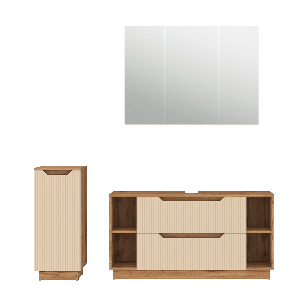 Vicco Set di mobili da bagno Rovere/cashmere a righe 3 parti
