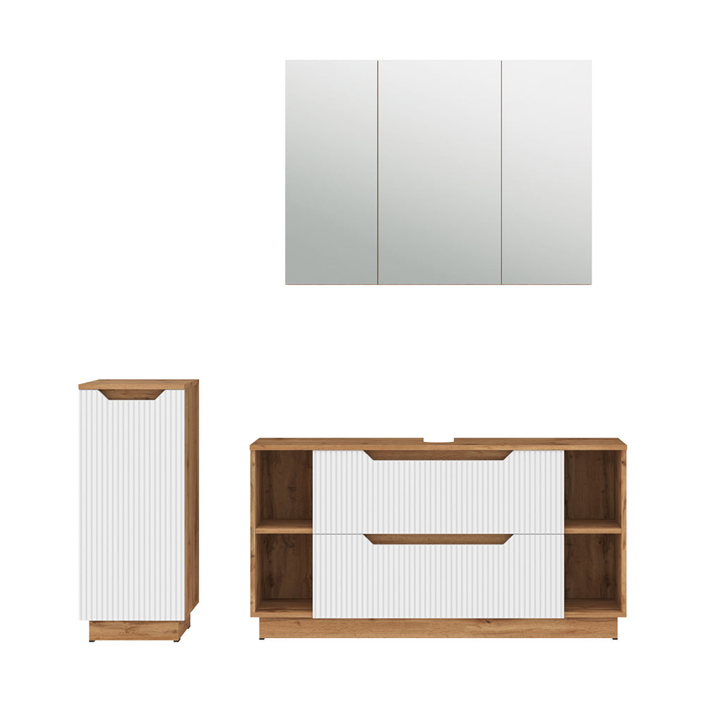 Vicco Set di mobili da bagno Rovere/bianco a strisce 3 parti