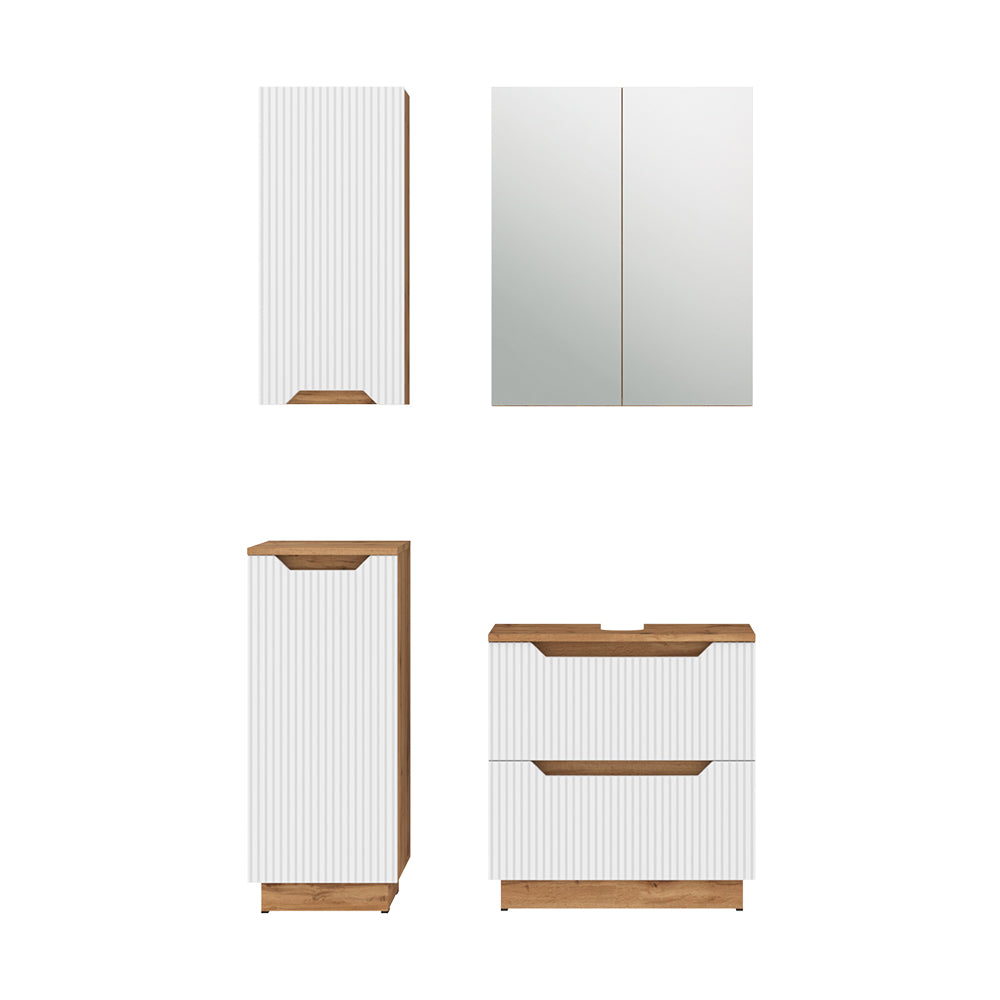 Vicco Set di mobili da bagno Rovere/bianco a strisce 4 parti