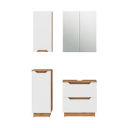 Vicco Set di mobili da bagno Rovere/bianco a strisce 4 parti