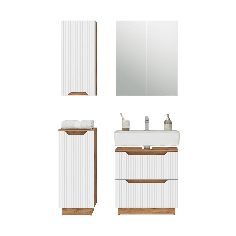 Vicco Set di mobili da bagno Rovere/bianco a strisce 4 parti
