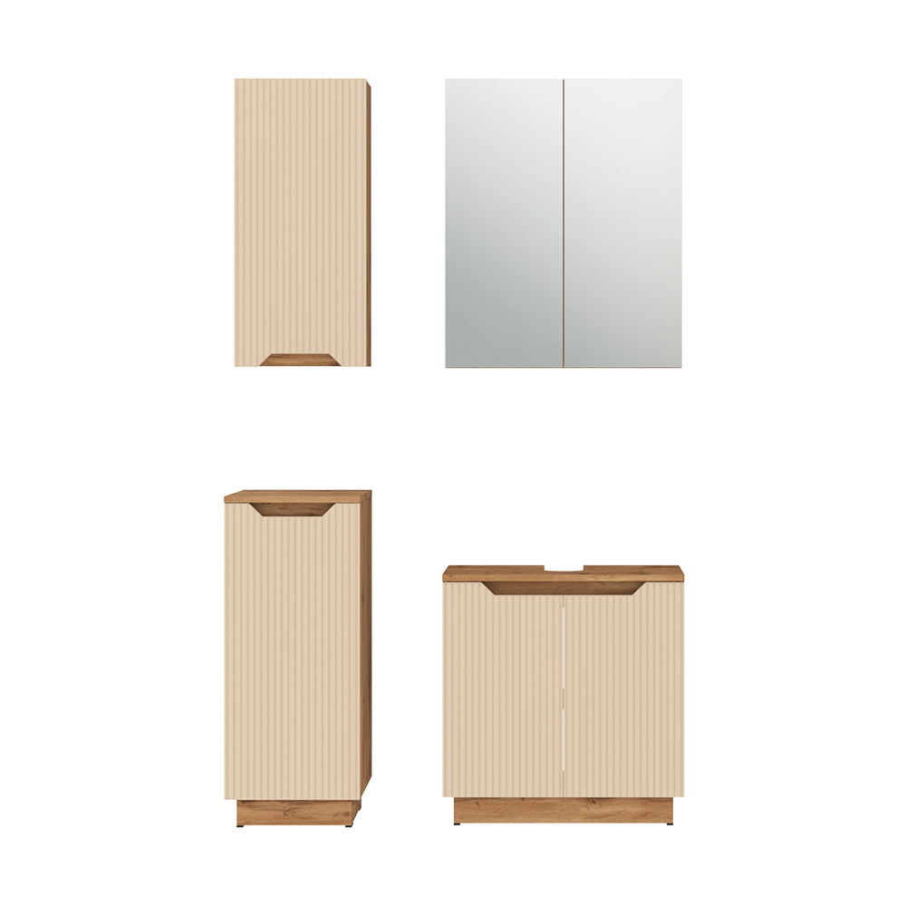 Vicco Set di mobili da bagno Rovere/cashmere a righe 4 parti