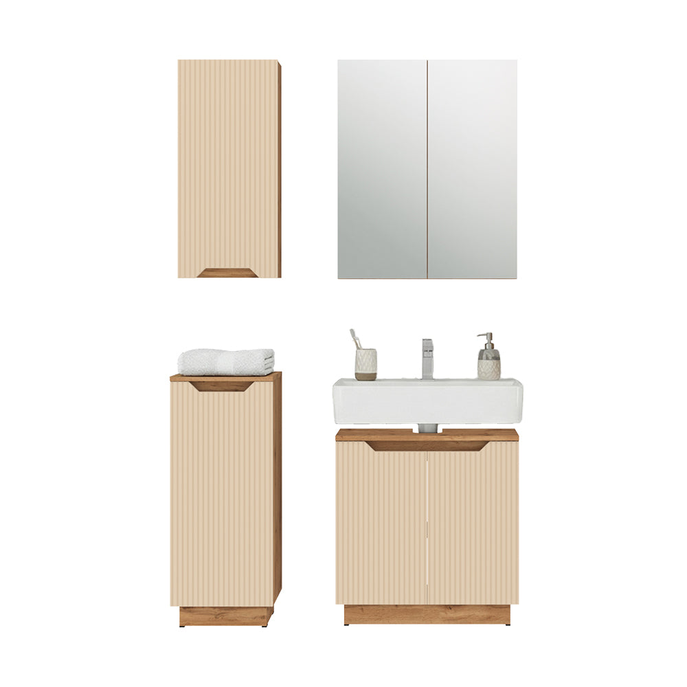Vicco Set di mobili da bagno Rovere/cashmere a righe 4 parti