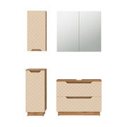 Vicco Set di mobili da bagno Rovere/cashmere con struttura in piastrelle 4 parti
