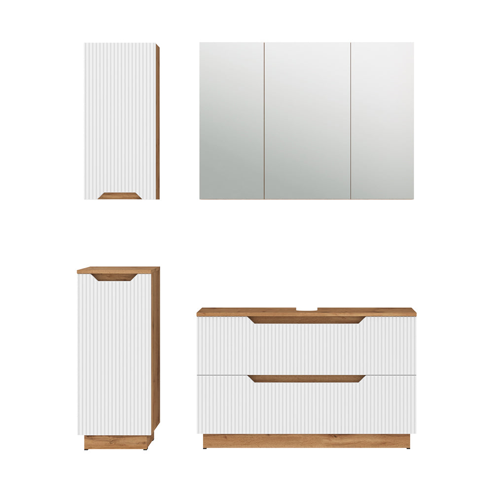 Vicco Set di mobili da bagno Rovere/bianco a strisce 4 parti