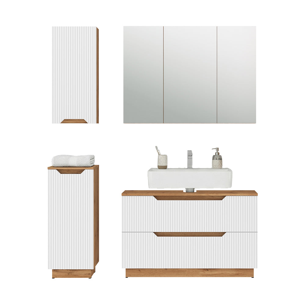 Vicco Set di mobili da bagno Rovere/bianco a strisce 4 parti