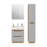 Vicco Set di mobili da bagno Rovere/grigio a righe 3 parti